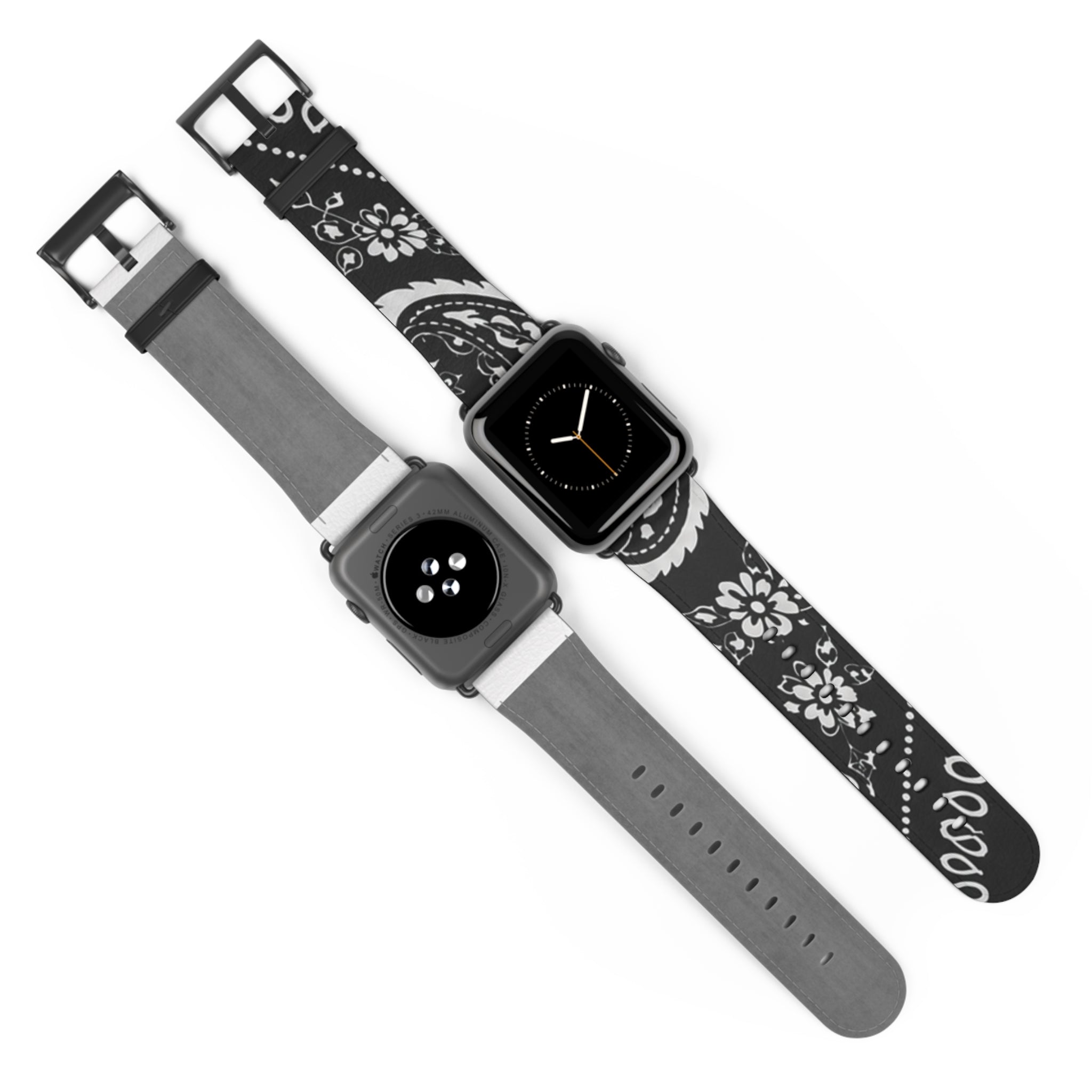 Bandana Pattern Watch Band — Black Hanky Code Design