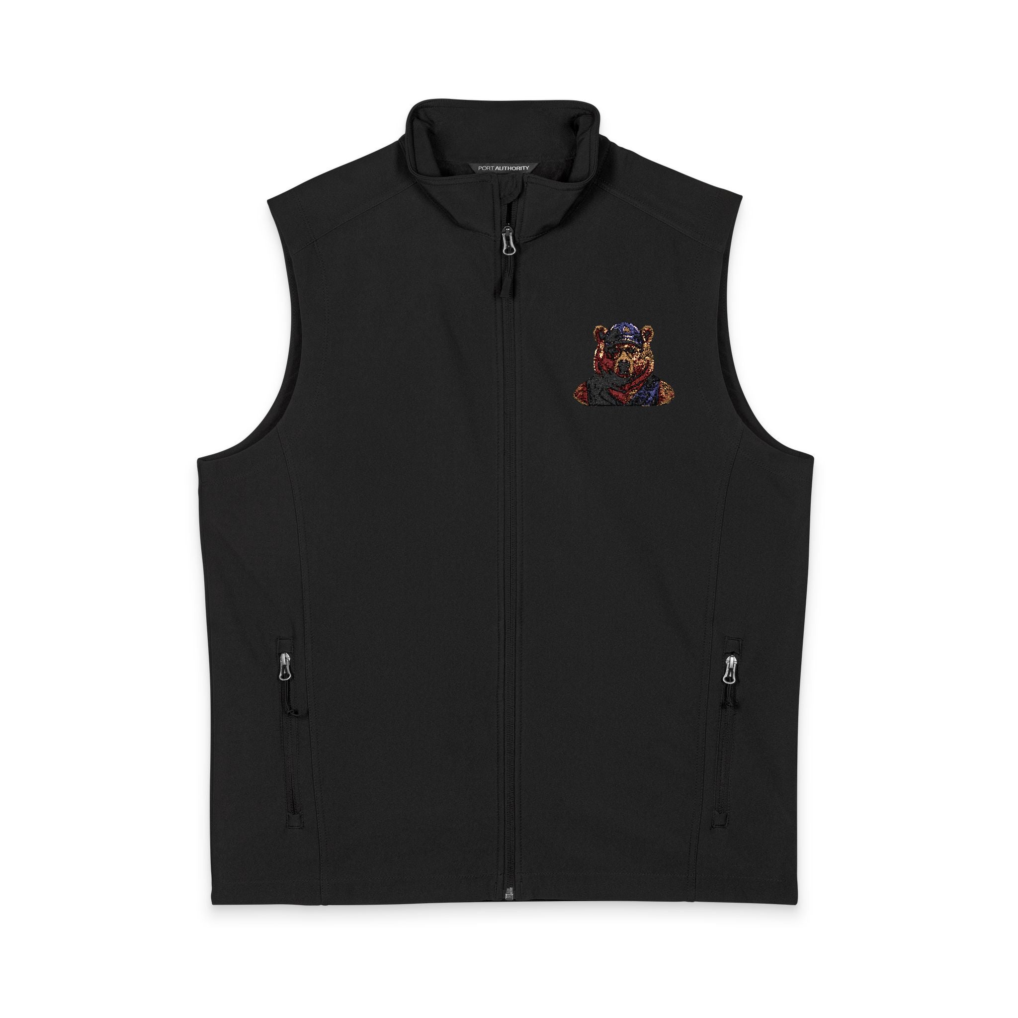 Bear Logo Soft Shell Vest — Leather Cap Bear Design