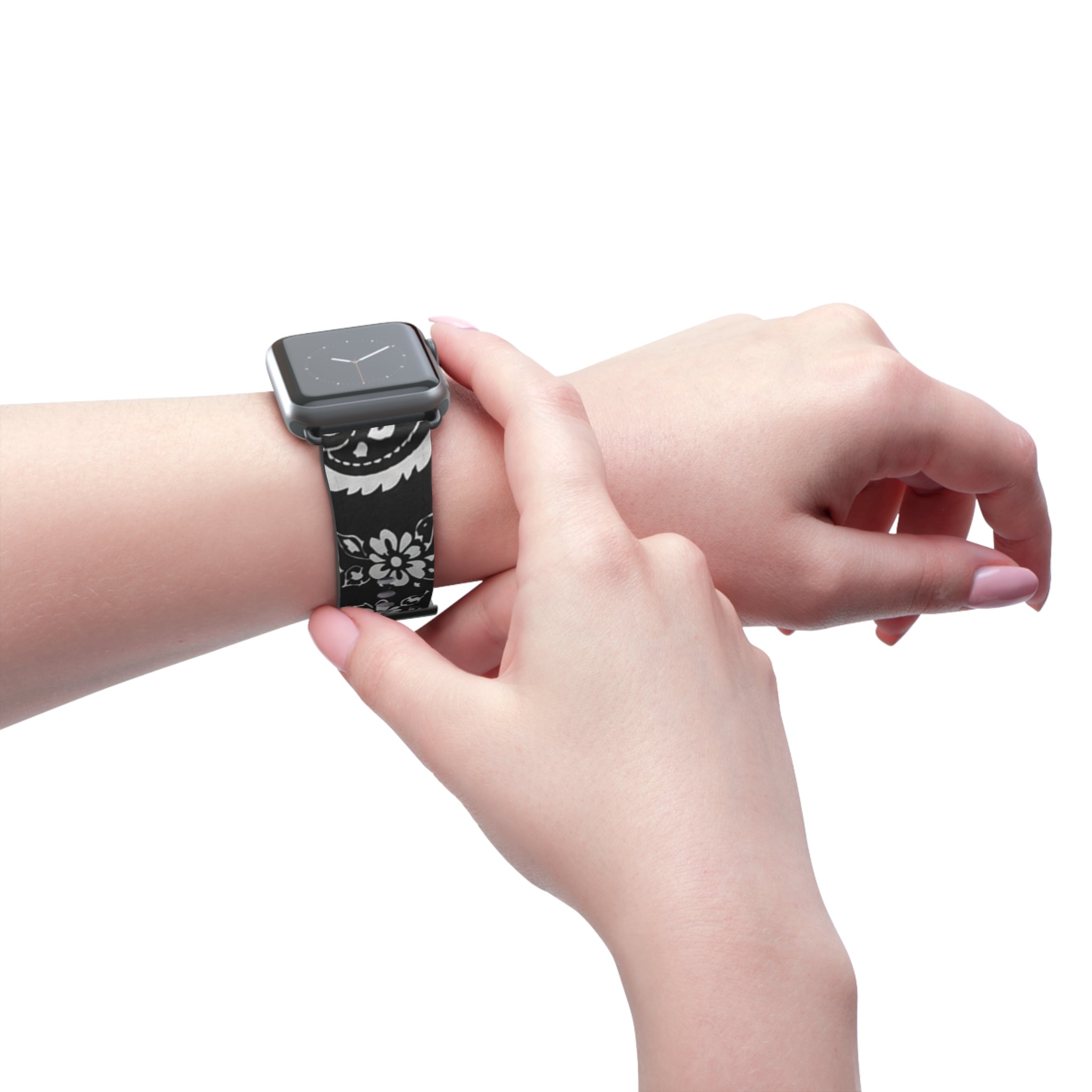 Bandana Pattern Watch Band — Black Hanky Code Design