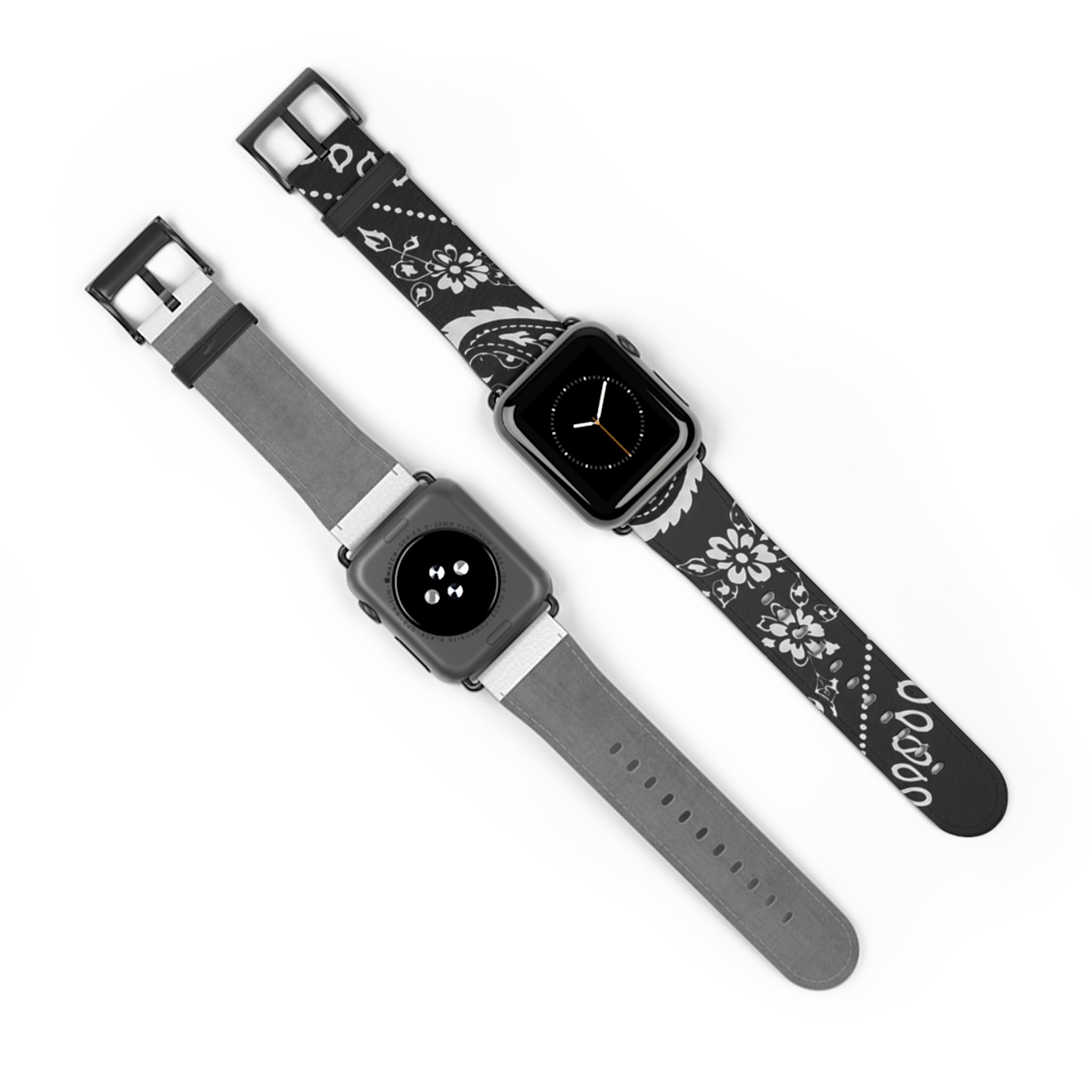 Bandana Pattern Watch Band — Black Hanky Code Design