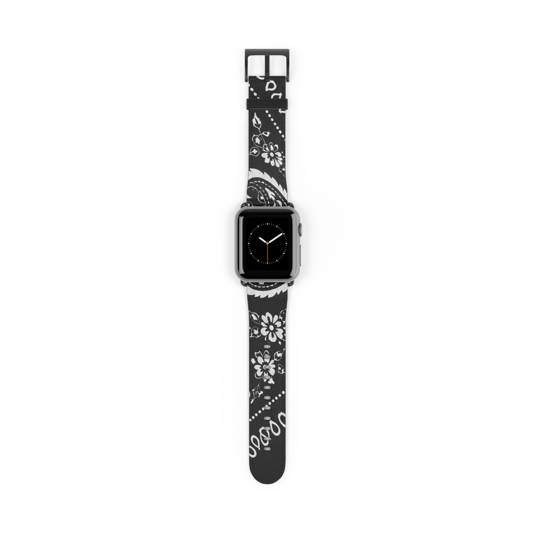 Bandana Pattern Watch Band — Black Hanky Code Design